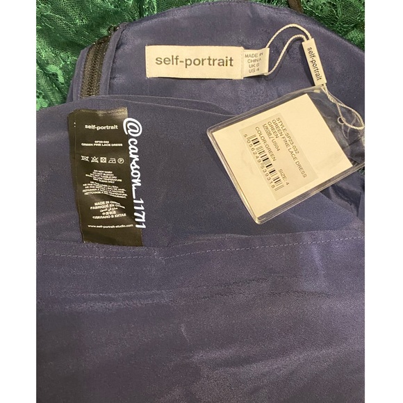 NWT Self Portrait Green Fine Lace Dress US4 - Picture 7 of 12